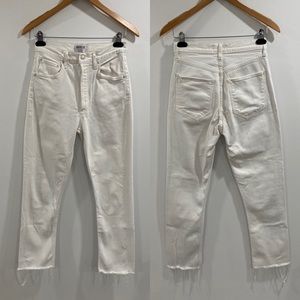 Agolde Riley High Rise Straight Crop Jeans in Sour Cream - Size 26